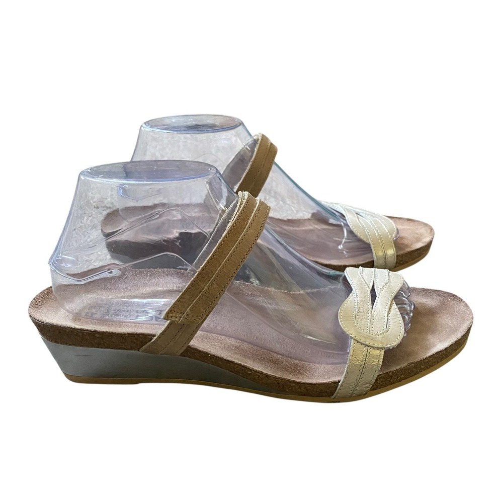 Naot Sandals Slide Strappy Wedge 10 EU 41 Gold Leather Adjustable Comfort Summer